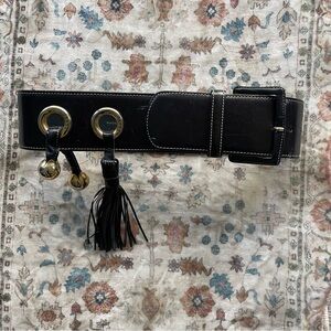 Gianfranco Ferre Black Vintage Chunky Leather Belt